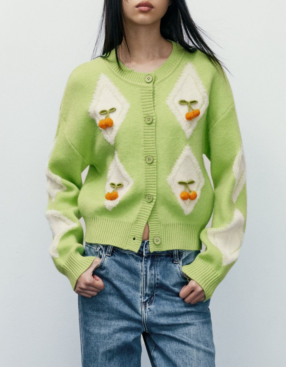 Cherry Embroidered Knit Cardigan sold by Urban Revivo product image thumbnail 2