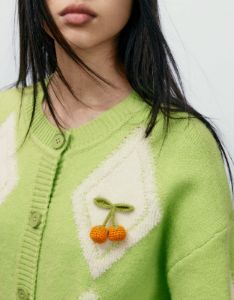 Cherry Embroidered Knit Cardigan sold by Urban Revivo