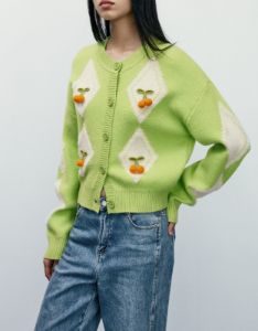 Cherry Embroidered Knit Cardigan sold by Urban Revivo