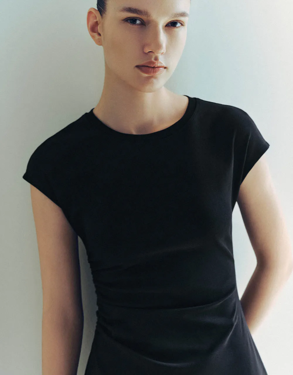 Drop Shoulder Sleeve Crew Neck A-Line Dress sold by Urban Revivo product image thumbnail 4