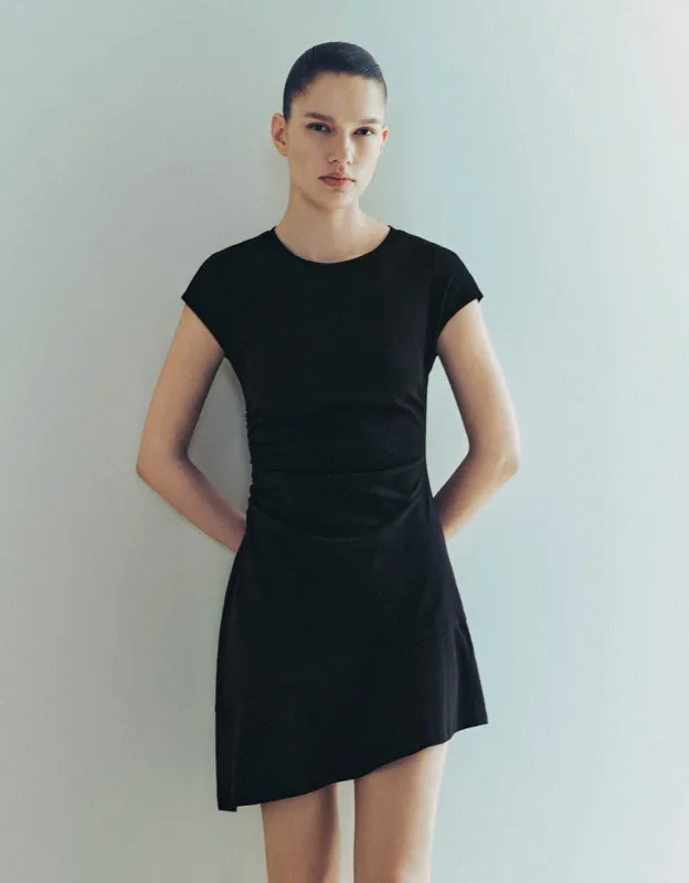 Drop Shoulder Sleeve Crew Neck A-Line Dress sold by Urban Revivo