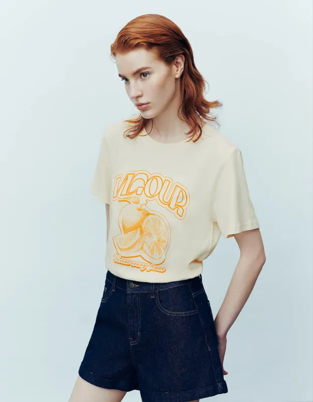 Printed Crew Neck Straight T-Shirt sold by Urban Revivo