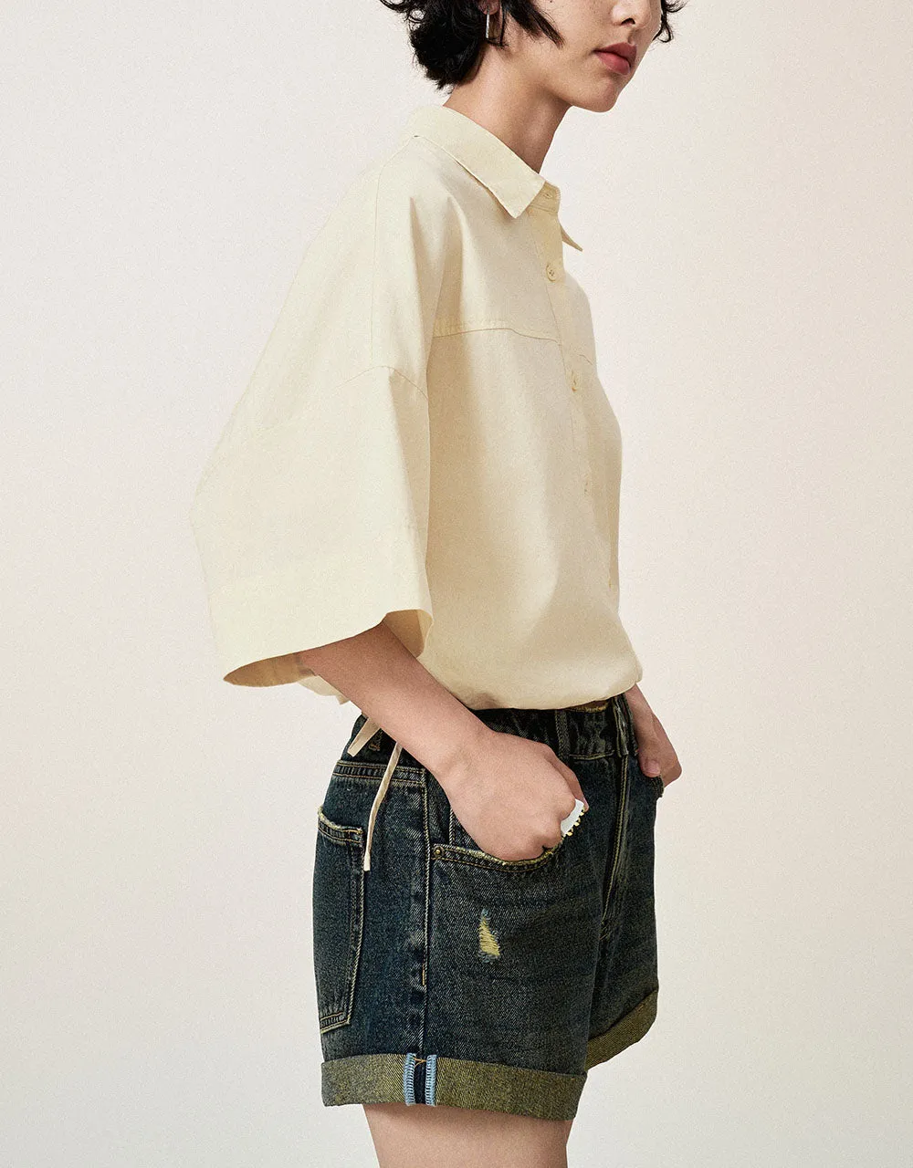 Button Up Straight Shirt sold by Urban Revivo product image thumbnail 3