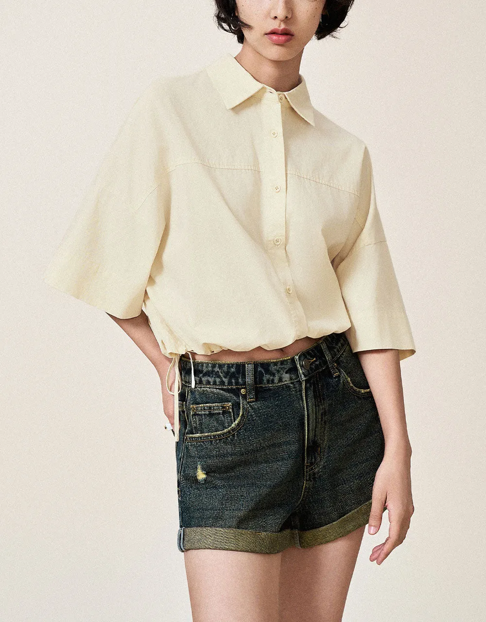 Button Up Straight Shirt sold by Urban Revivo product image thumbnail 2