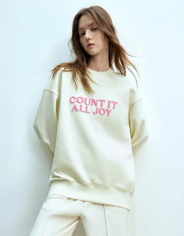 Letter Embossed Crew Neck Loose T-Shirt sold by Urban Revivo