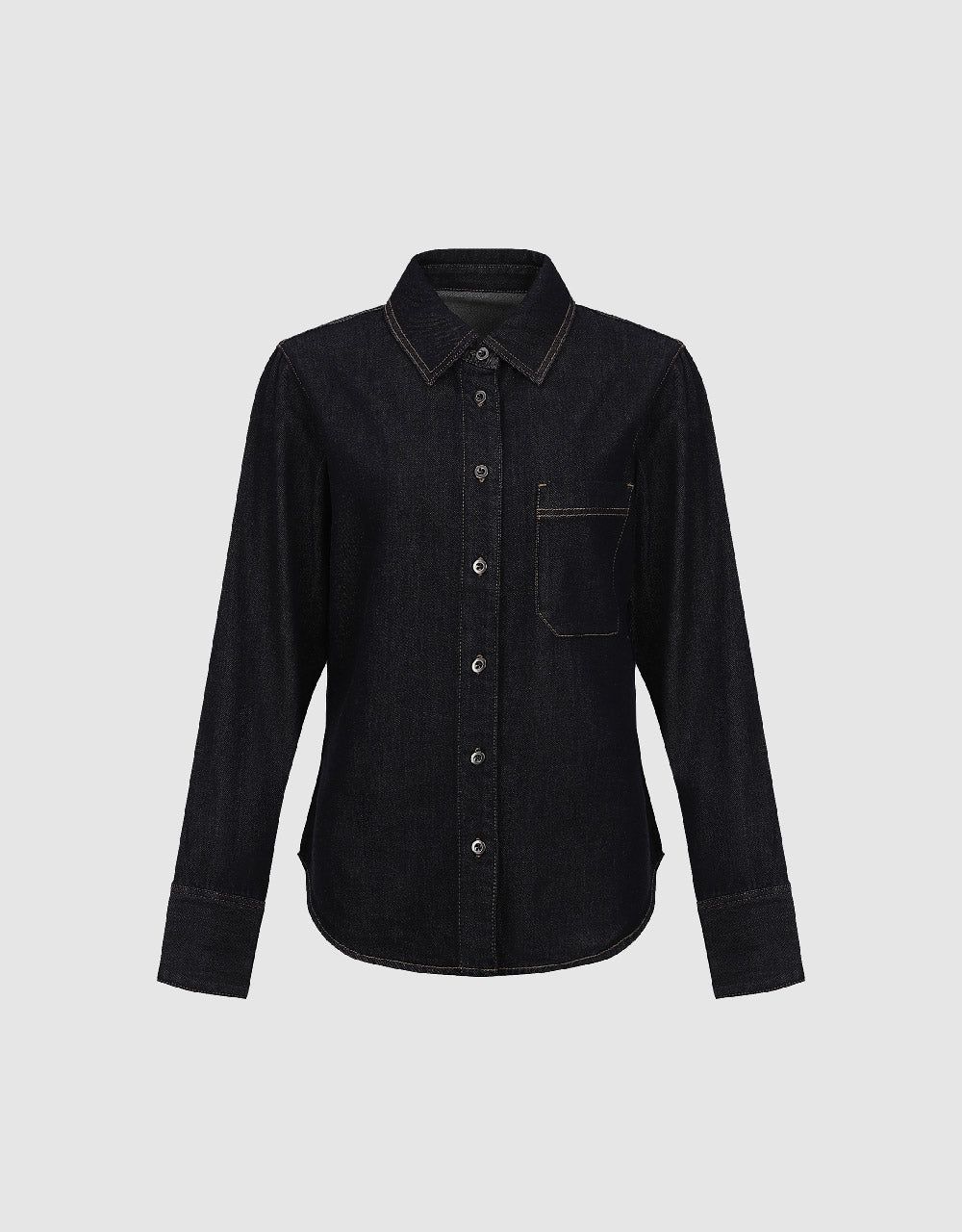 Button Up Lapel Denim Shirt sold by Urban Revivo product image thumbnail 2