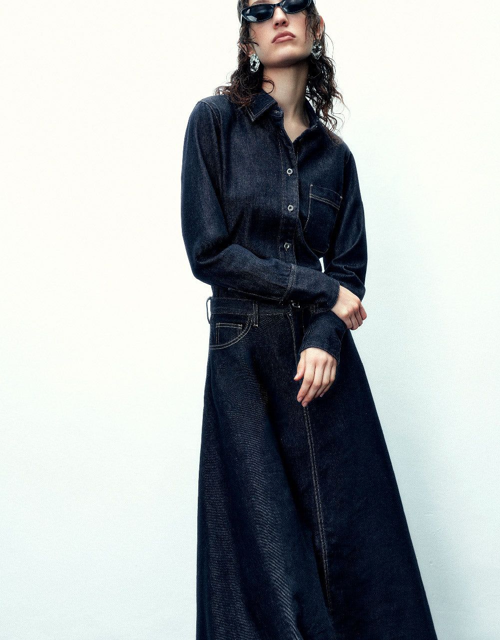 Button Up Lapel Denim Shirt sold by Urban Revivo product image thumbnail 3