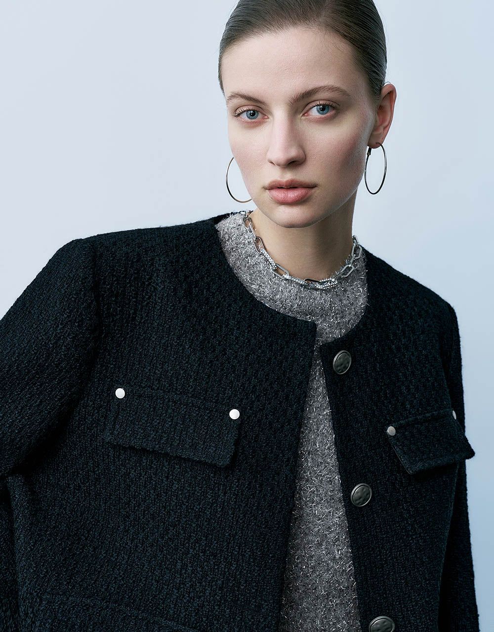 Straight Tweed Jacket With Fake Pockets sold by Urban Revivo product image thumbnail 5