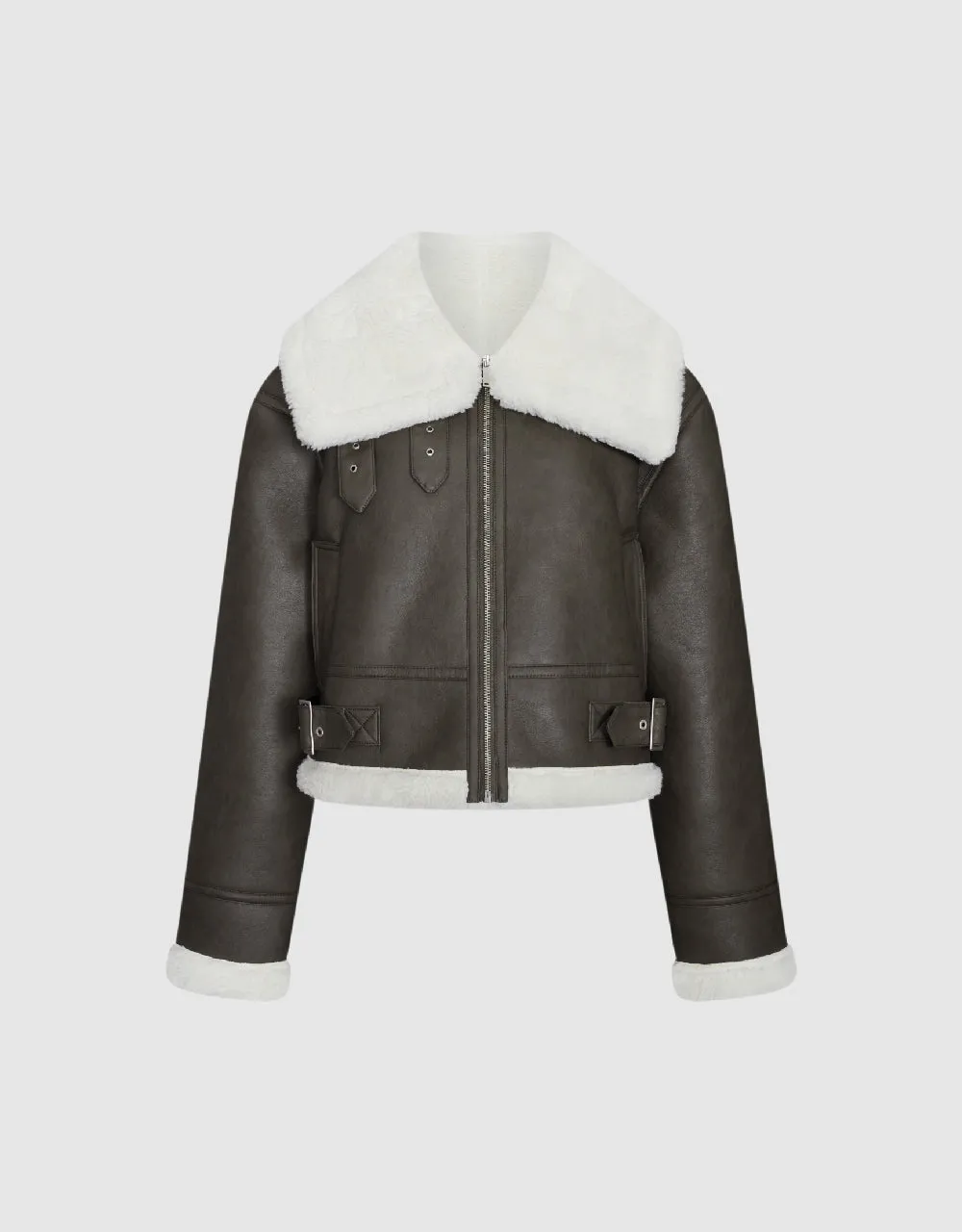 Zipper Front Vegan Leather Jacket sold by Urban Revivo