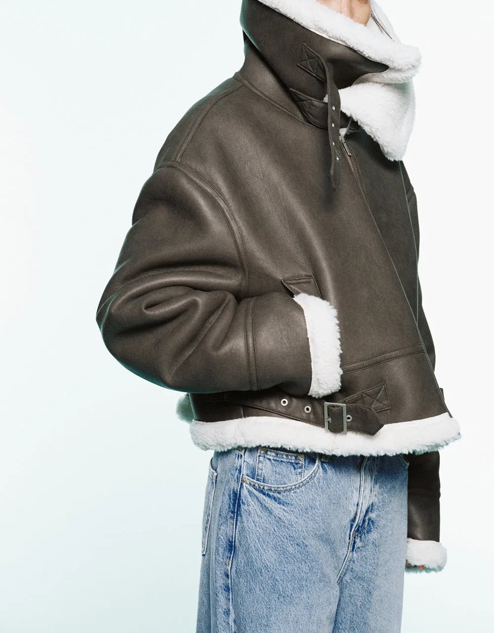 Zipper Front Vegan Leather Jacket sold by Urban Revivo product image thumbnail 3