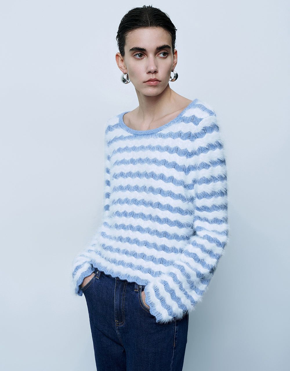 Striped Crew Neck Knitted T-Shirt sold by Urban Revivo