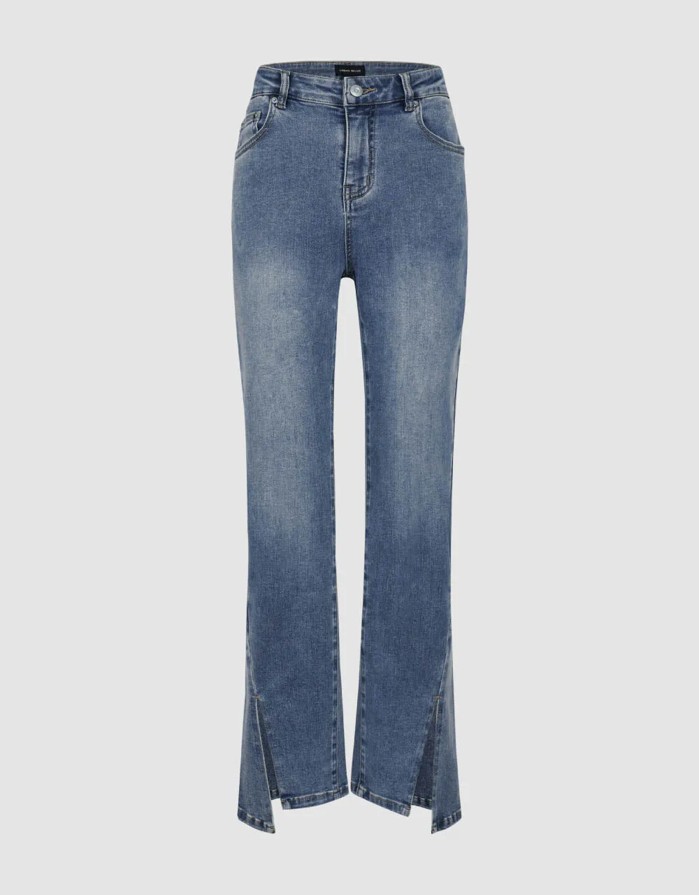 Split Hem Straight Jeans sold by Urban Revivo