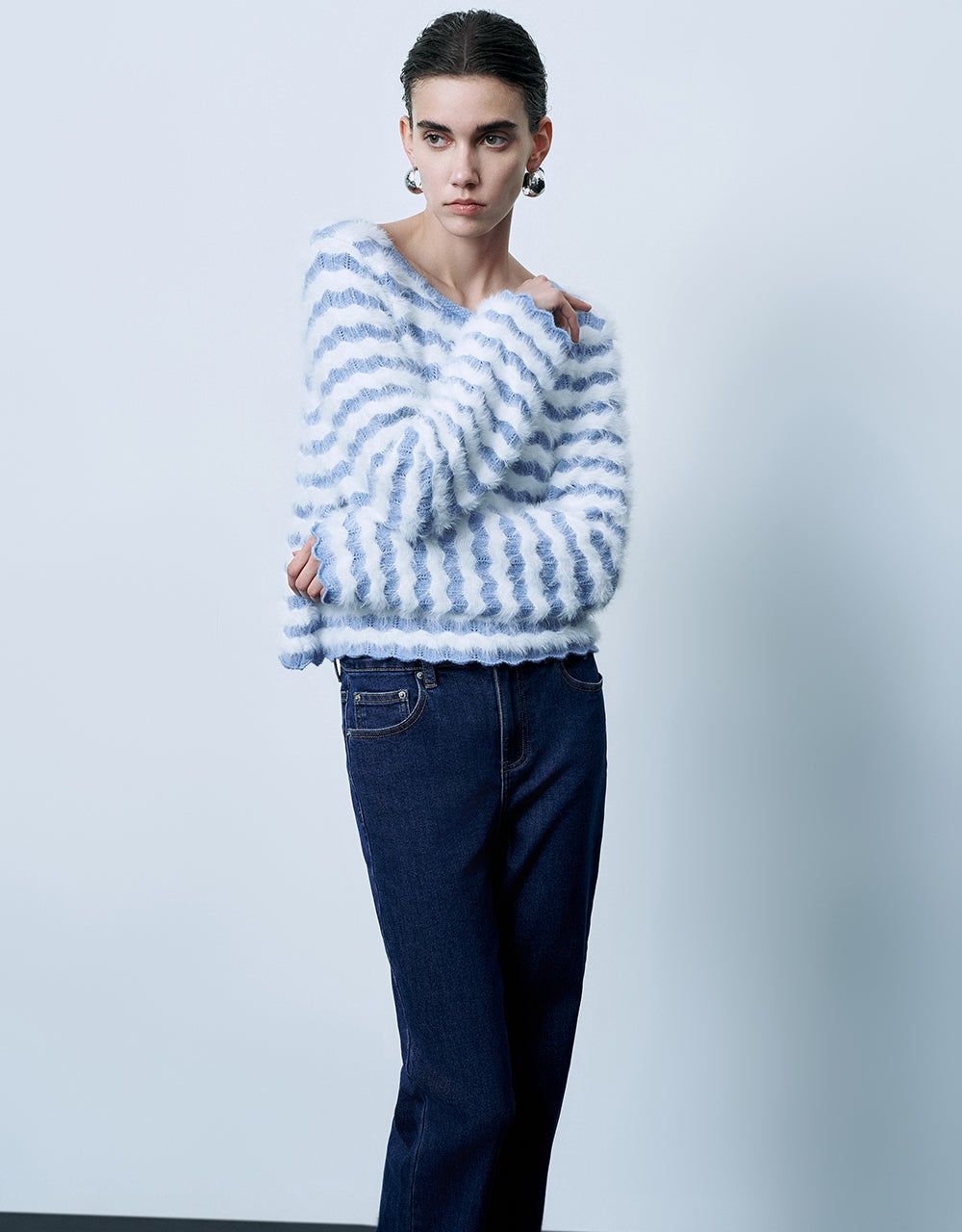 Striped Crew Neck Knitted T-Shirt sold by Urban Revivo product image thumbnail 3