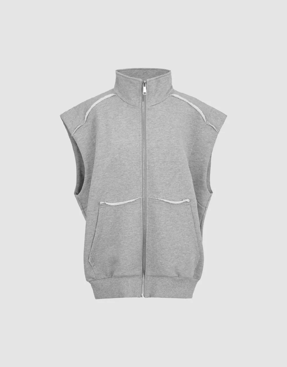 Zipper Front Stand Collar Waistcoat sold by Urban Revivo