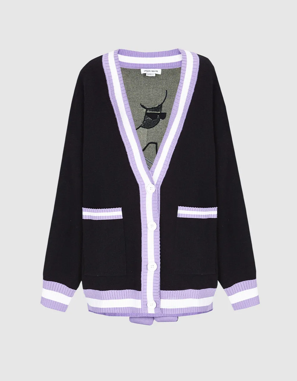 Contrast Trim Button Up Cardigan sold by Urban Revivo