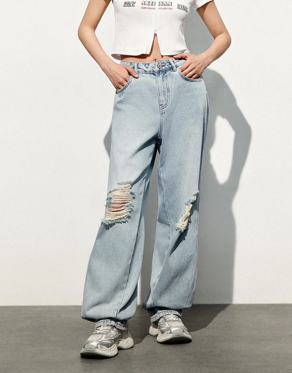 Ripped Straight Jeans sold by Urban Revivo product image thumbnail 2