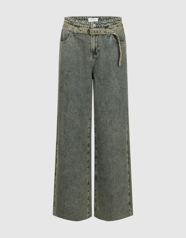 Straight Jeans With Belt sold by Urban Revivo