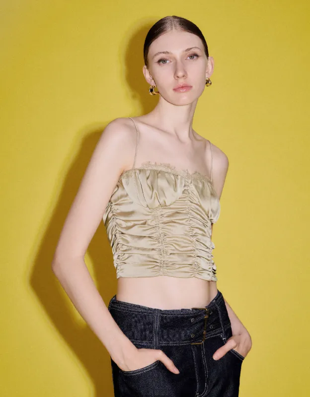 Ruched V-Neck Cami Top made by Urban Revivo