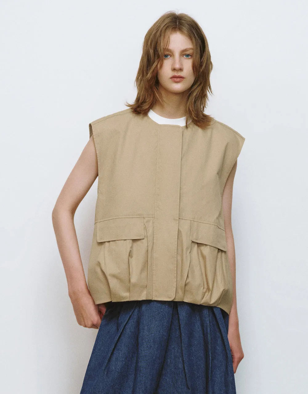 Crew Neck Straight Waistcoat sold by Urban Revivo