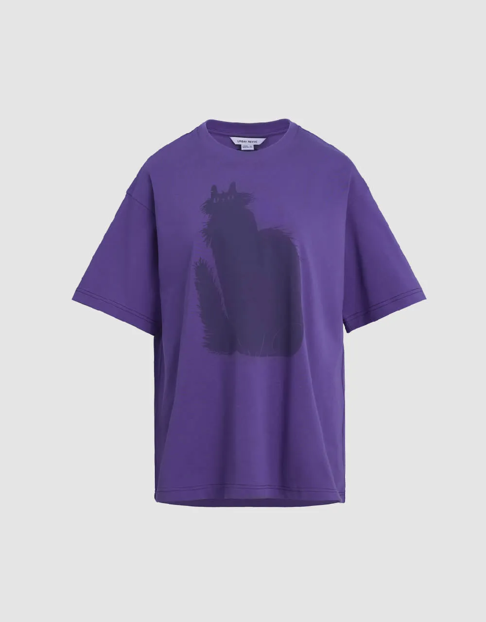 Cat Printed Crew Neck Loose T-Shirt sold by Urban Revivo