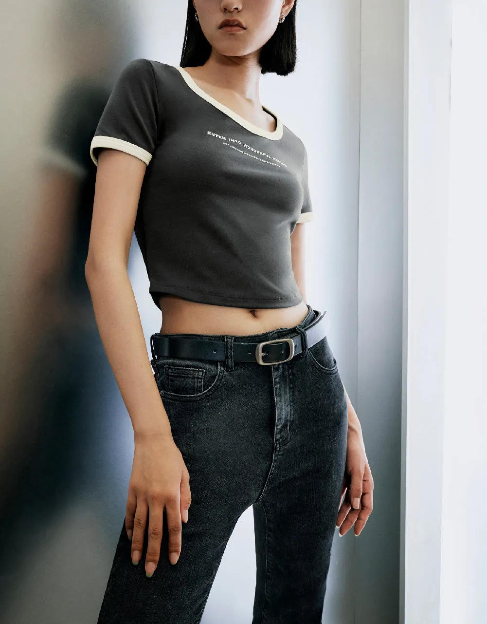 Letter Printed U Neck T-Shirt sold by Urban Revivo product image thumbnail 3