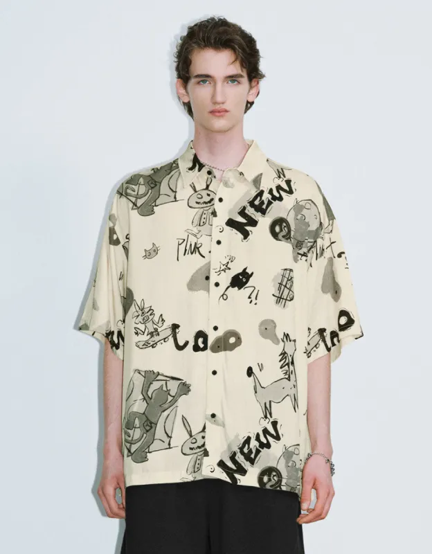 Cartoon Printed Oversized Shirt sold by Urban Revivo