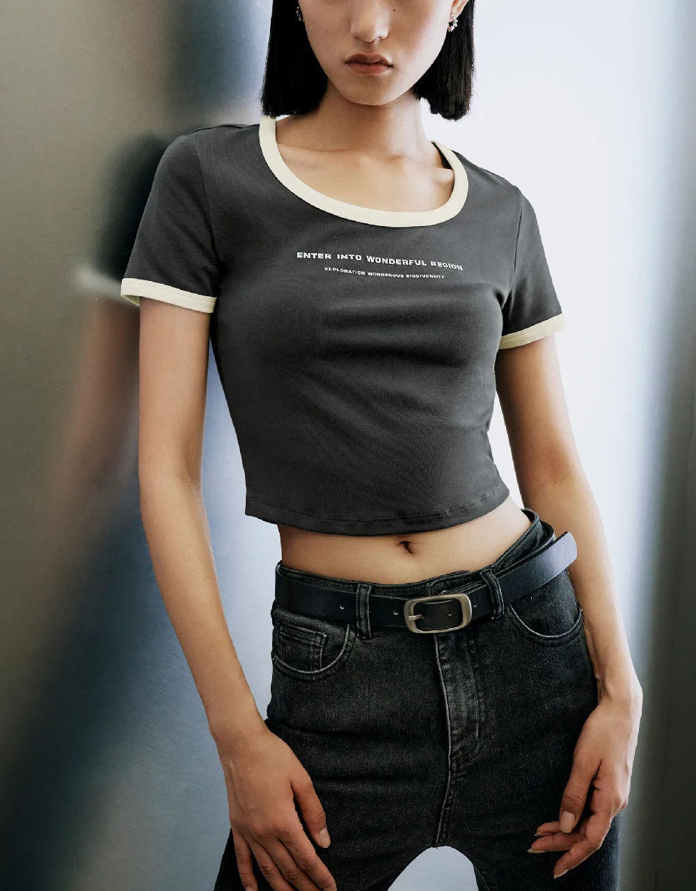 Letter Printed U Neck T-Shirt sold by Urban Revivo product image thumbnail 2