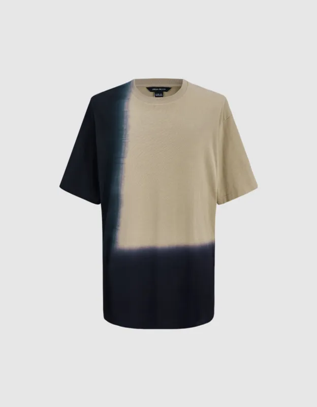 Two Toned Crew Neck Straight T-Shirt sold by Urban Revivo