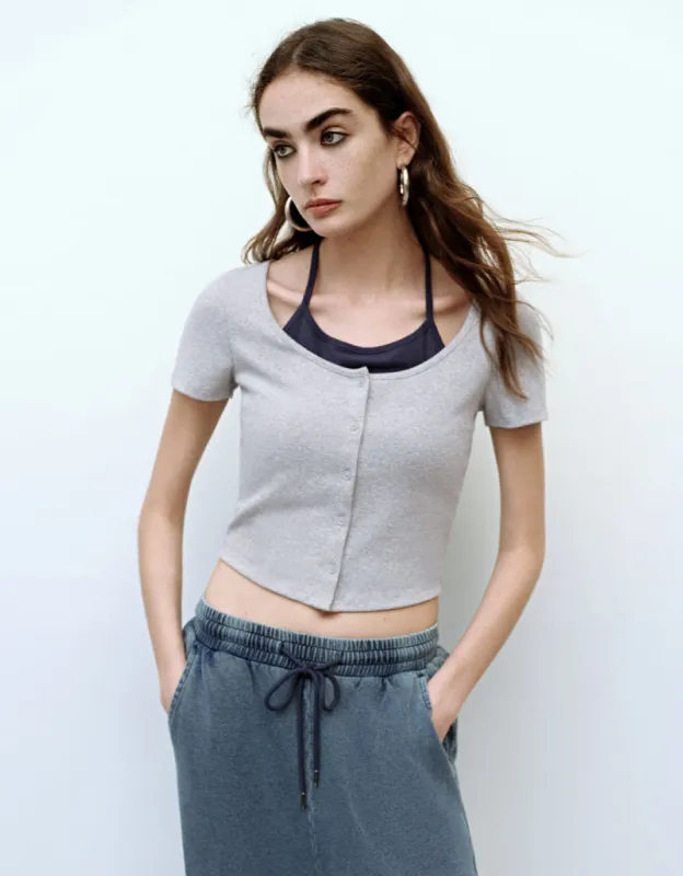 Halter Neck 2 In 1 Skinny T-Shirt sold by Urban Revivo