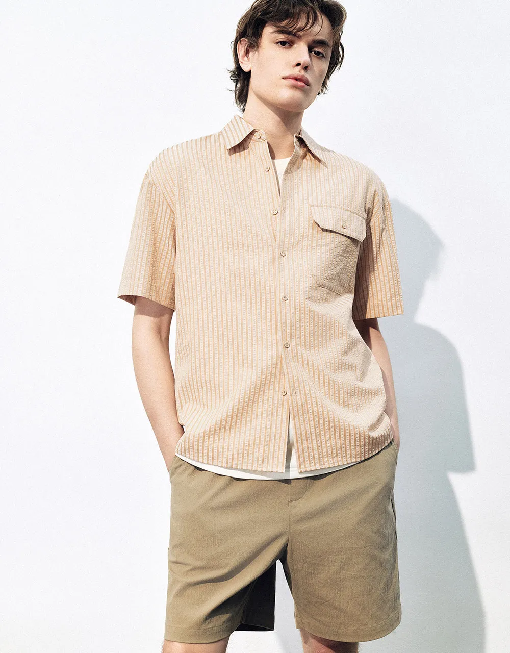 Textured Button Up Loose Shirt sold by Urban Revivo product image thumbnail 3