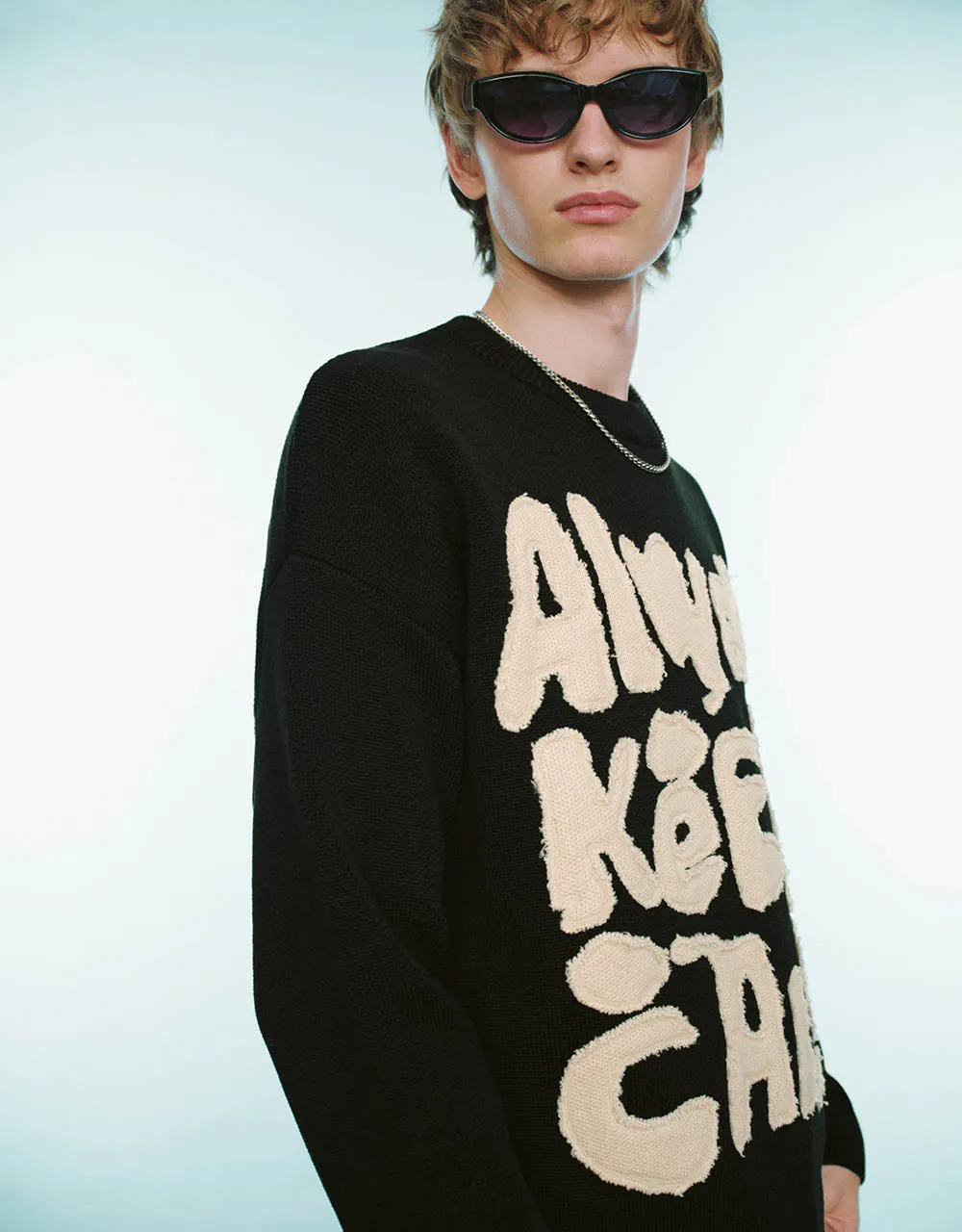 Slogan Embroidered Knitted T-Shirt sold by Urban Revivo product image thumbnail 2