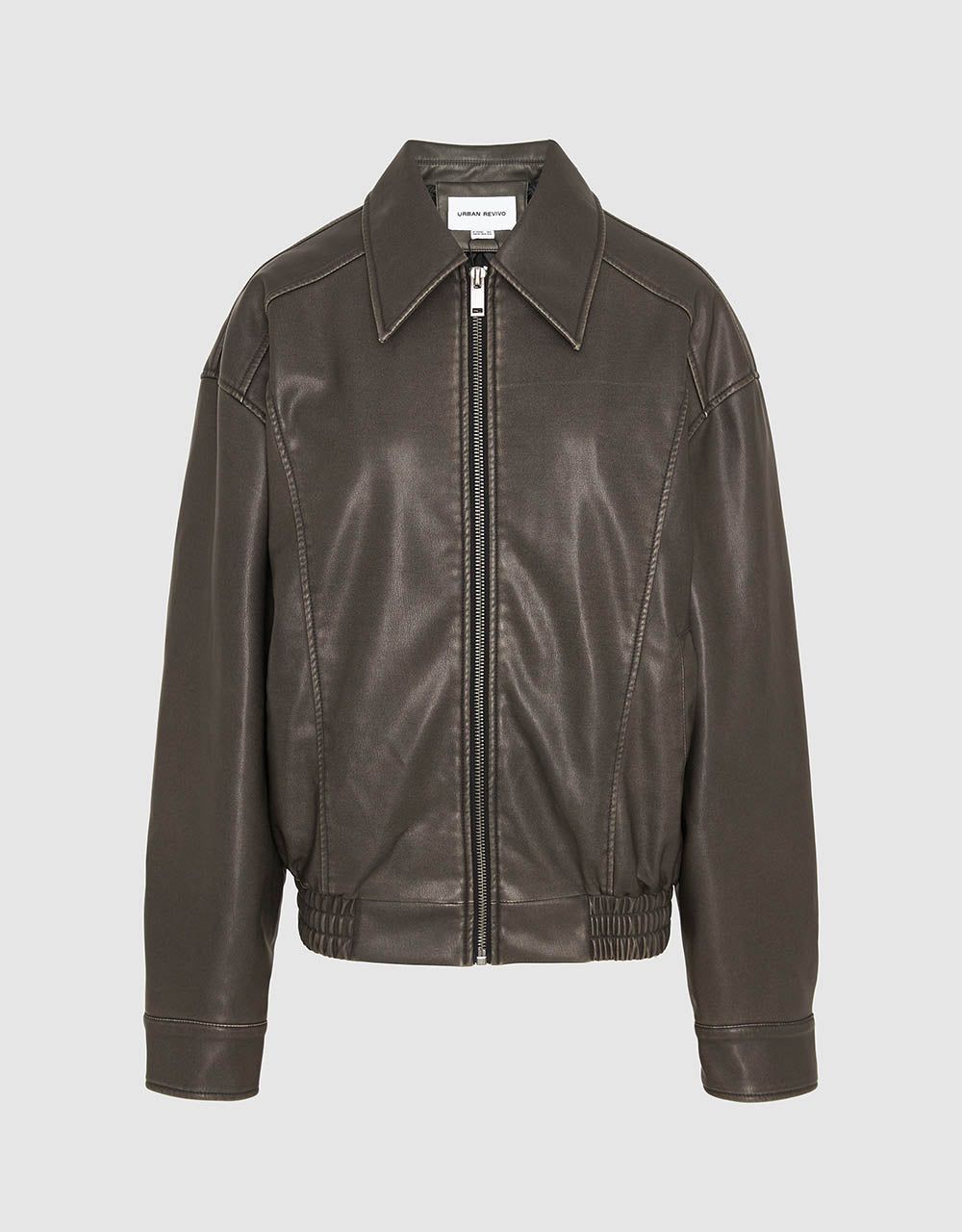 Zipper Front Vegan Leather Jacket sold by Urban Revivo product image thumbnail 2