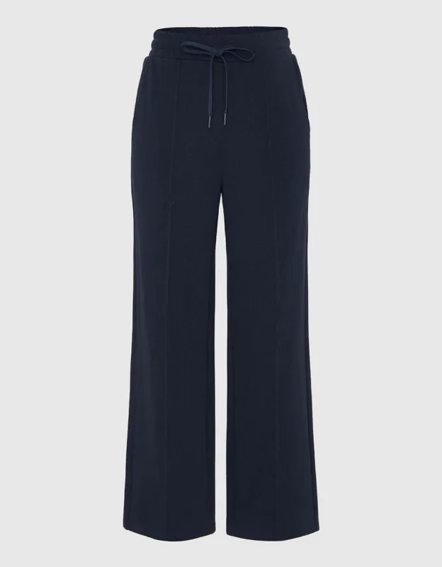 Drawstring Waist Knitted Wide-Leg Pants sold by Urban Revivo