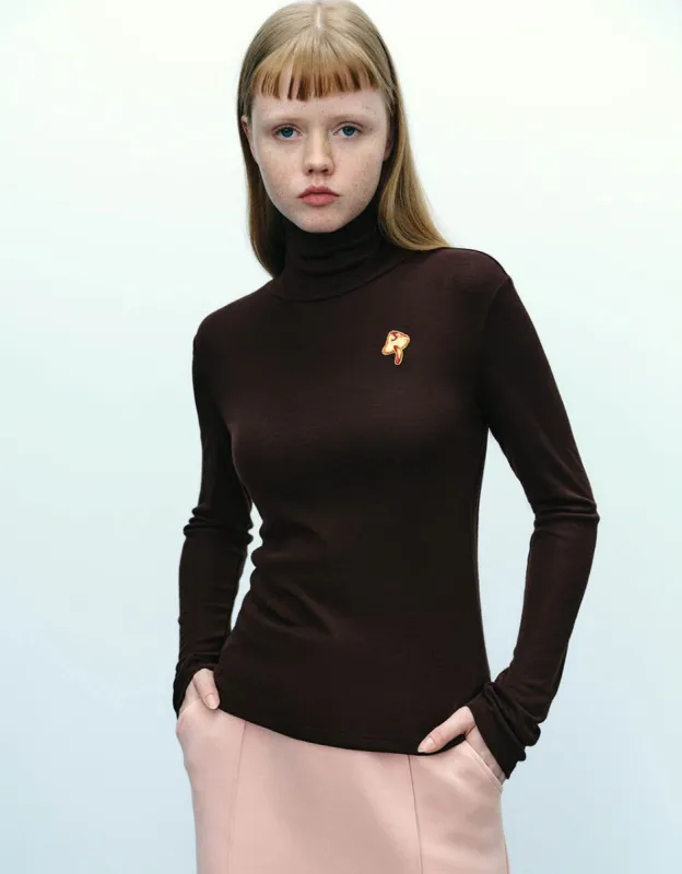 Printed Turtle Neck Skinny T-Shirt sold by Urban Revivo