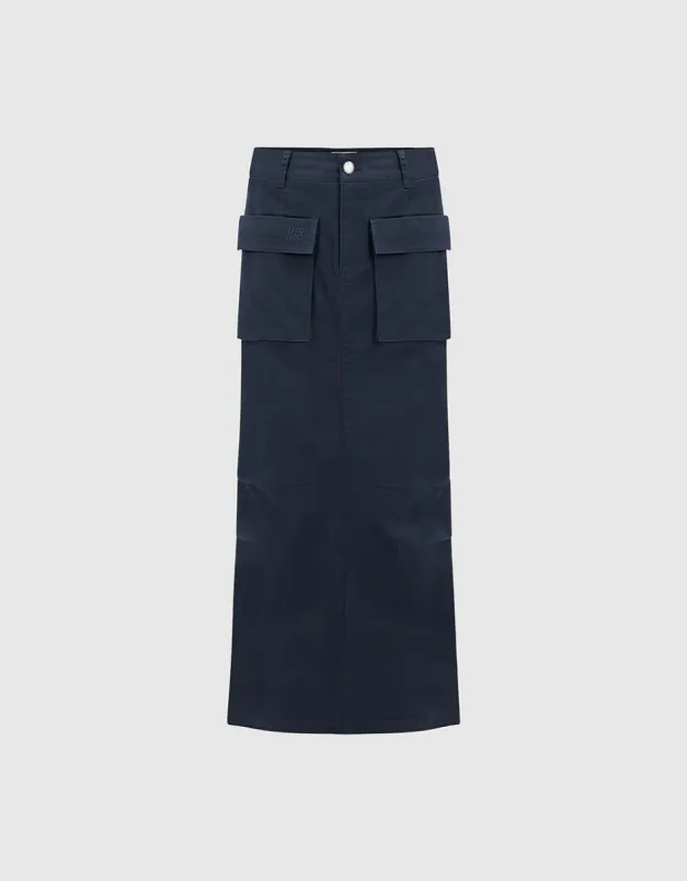 Multi-Pocket Maxi Straight Skirt sold by Urban Revivo