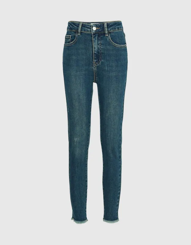 Raw Hem Skinny Jeans sold by Urban Revivo