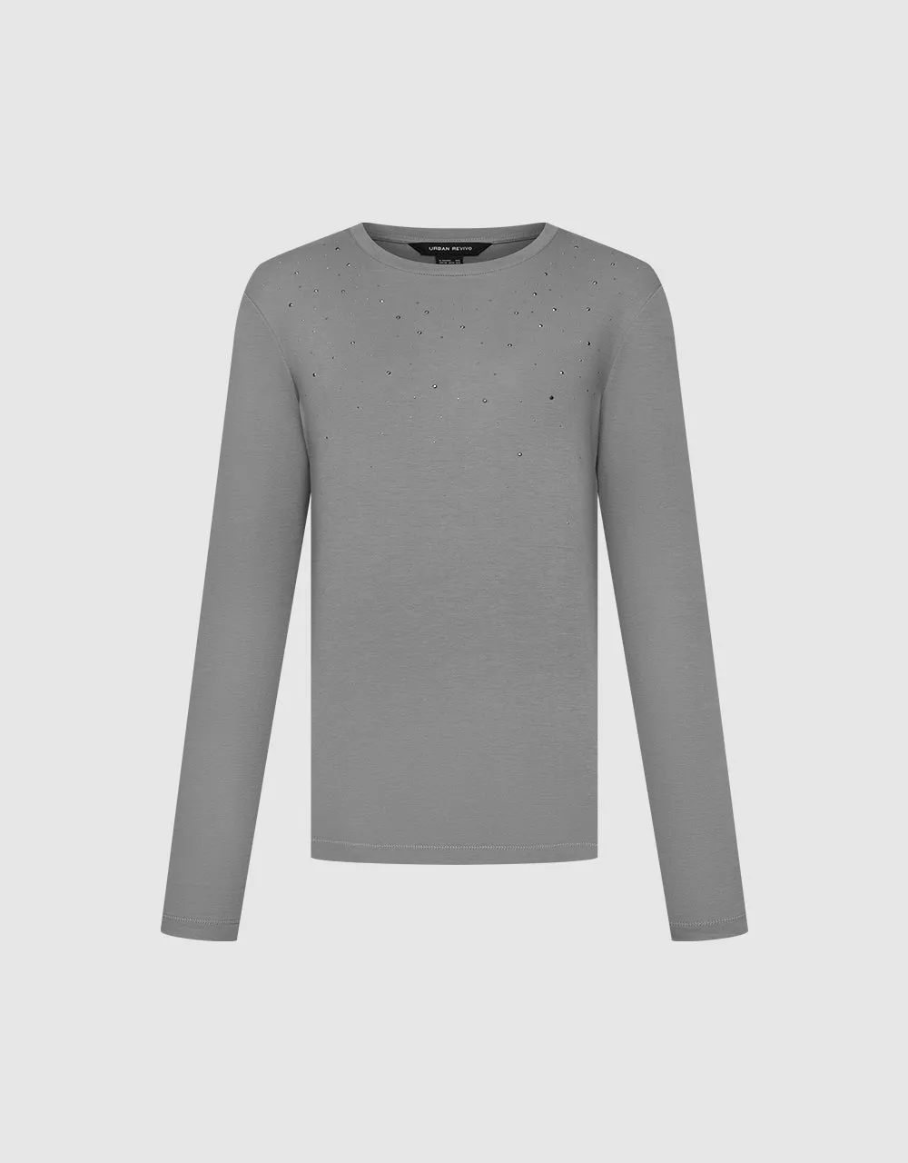 Rhinestone Decor Crew Neck T-Shirt sold by Urban Revivo