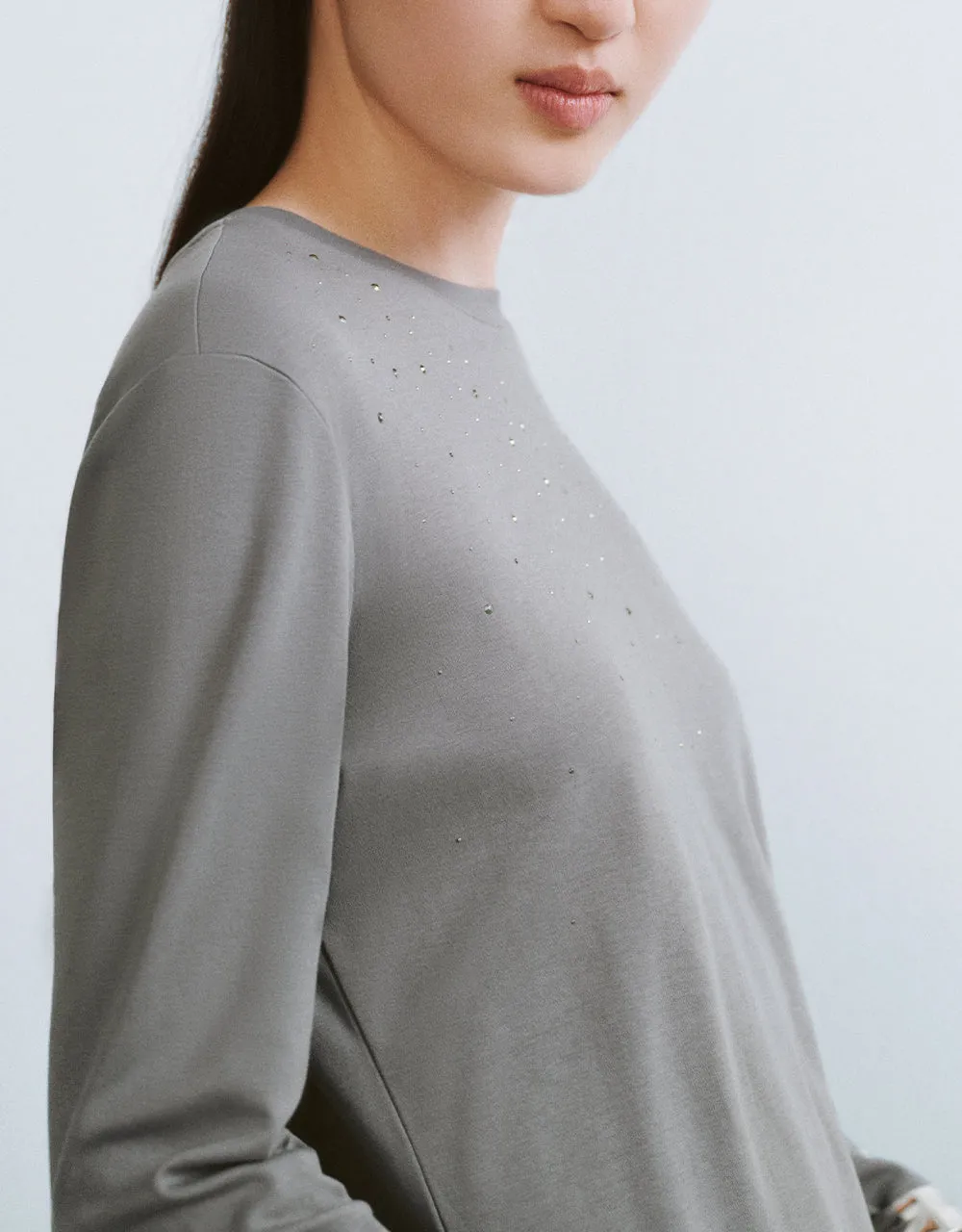 Rhinestone Decor Crew Neck T-Shirt sold by Urban Revivo product image thumbnail 4