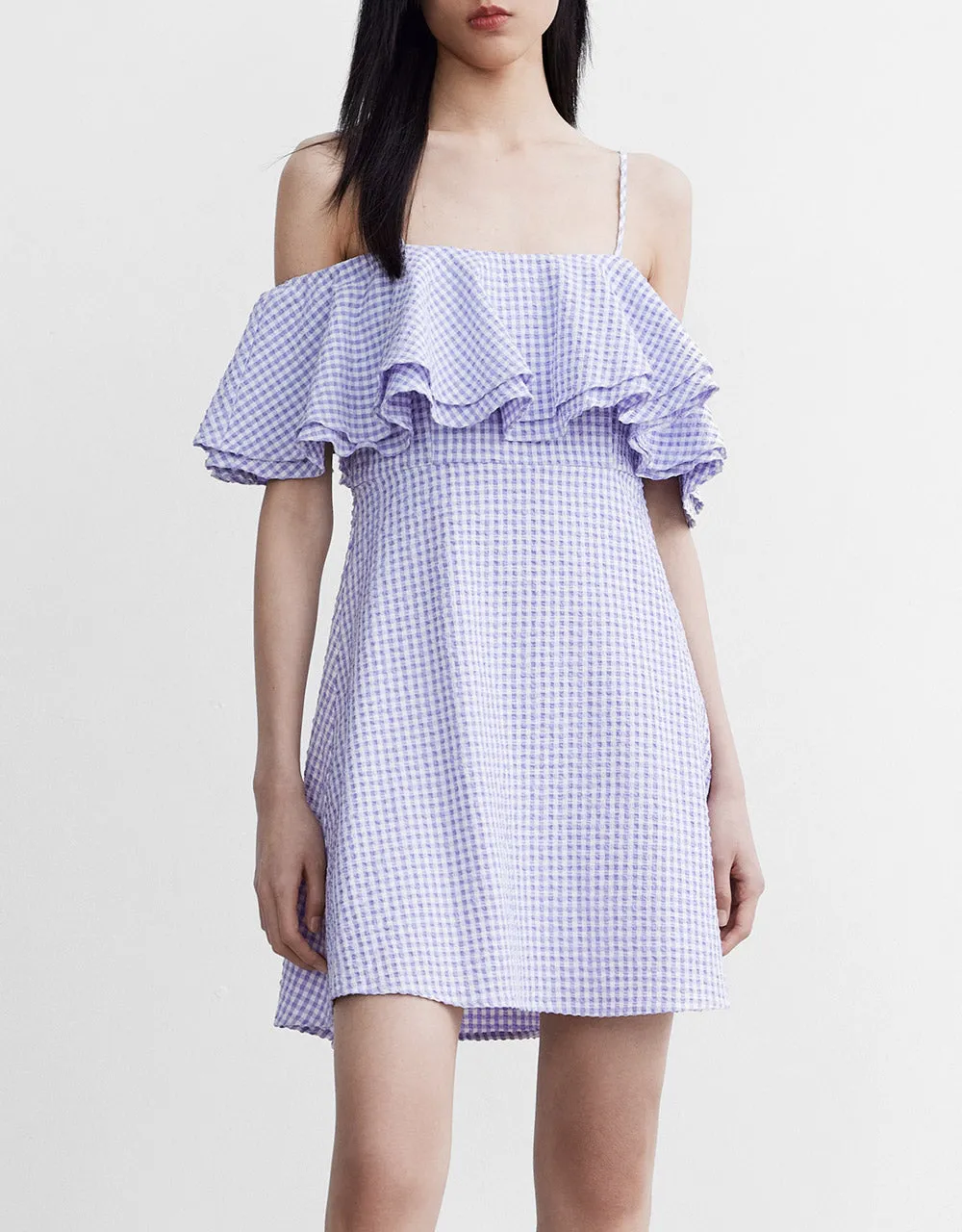 Checkered Ruffle Cami Dress sold by Urban Revivo product image thumbnail 2