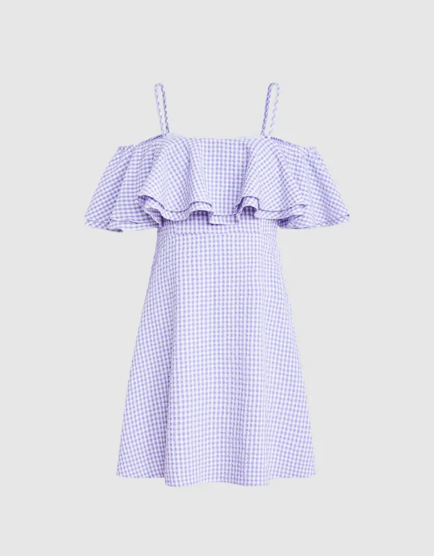 Checkered Ruffle Cami Dress sold by Urban Revivo