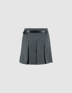 Pleated Mini A-Line Skirt With Belt sold by Urban Revivo