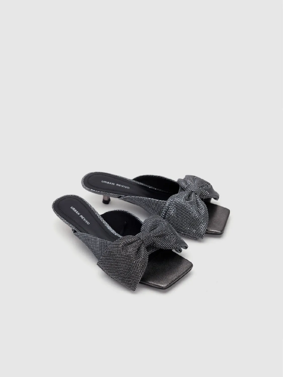 Rhinestone Décor Square Toe Heeled Slippers sold by Urban Revivo