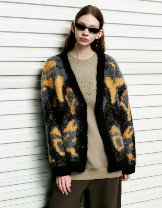 Printed V-Neck Knitted Cardigan sold by Urban Revivo