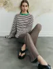 Striped Crew Neck Loose T-Shirt sold by Urban Revivo