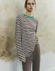 Striped Crew Neck Loose T-Shirt sold by Urban Revivo
