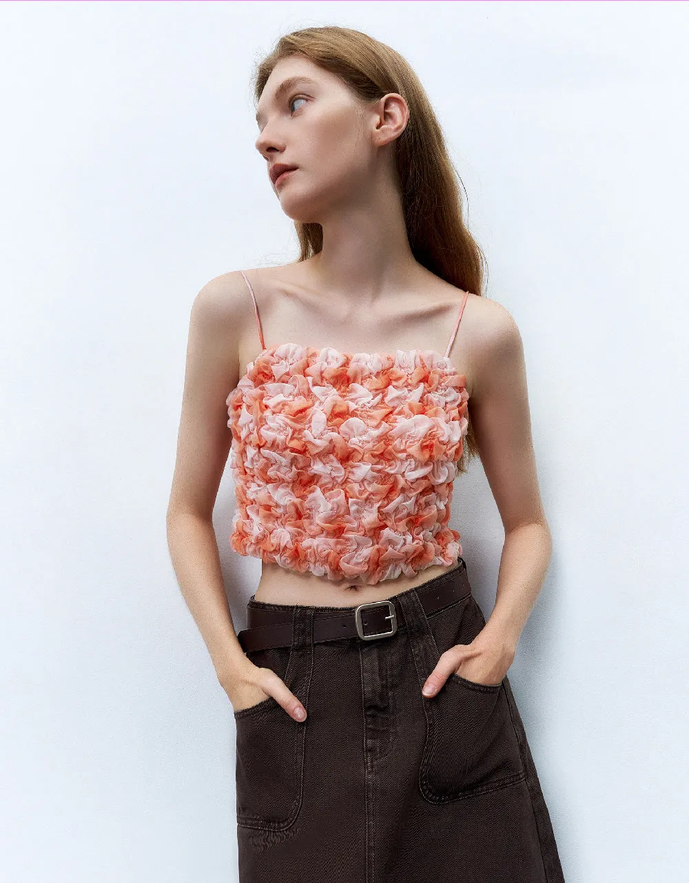 Shirred Cropped Cami Top sold by Urban Revivo