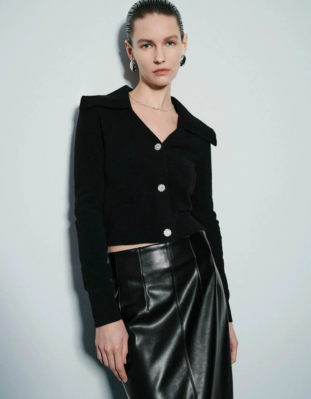 Lapel Straight Knitted Cardigan sold by Urban Revivo product image thumbnail 2