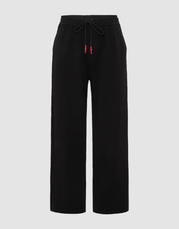 Drawstring Waist Knitted Wide-Leg Pants sold by Urban Revivo