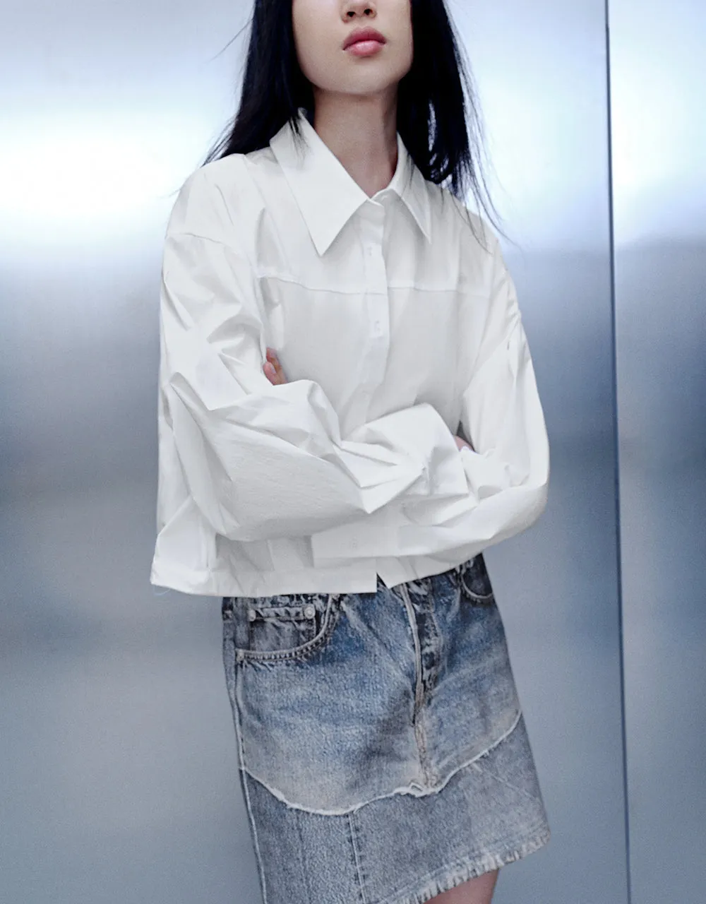 Button Up Balloon Shirt sold by Urban Revivo product image thumbnail 3