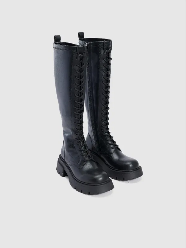 Lace Up Vegan Leather Knee Boots sold by Urban Revivo